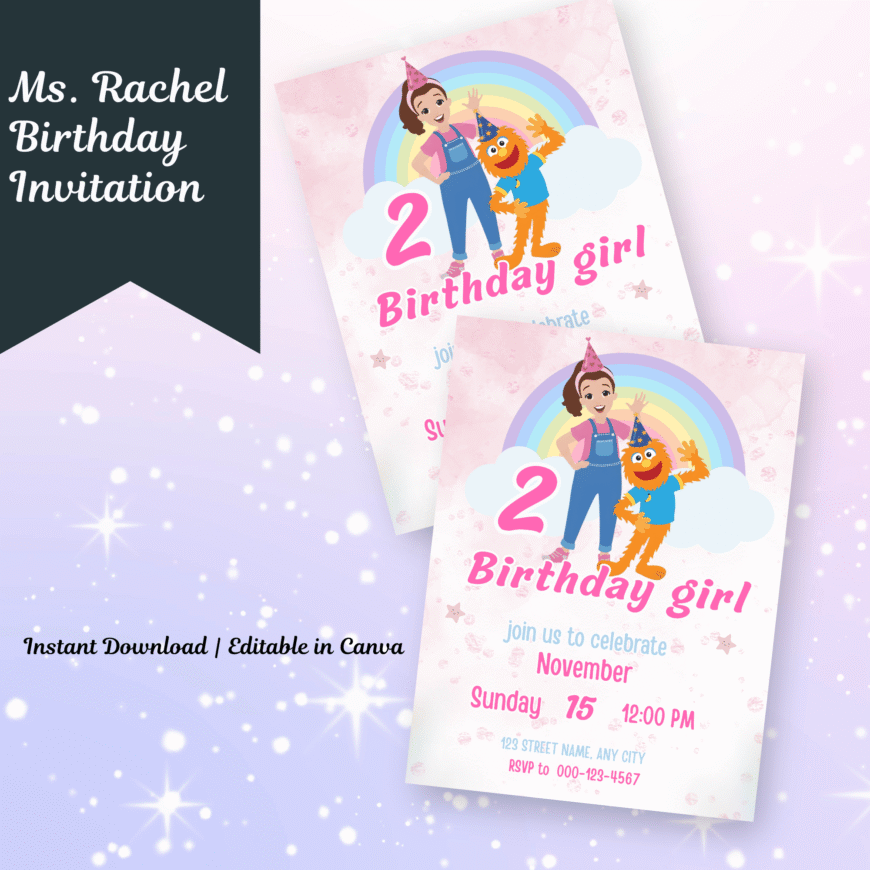 Editable Ms Rachel Birthday Invitation