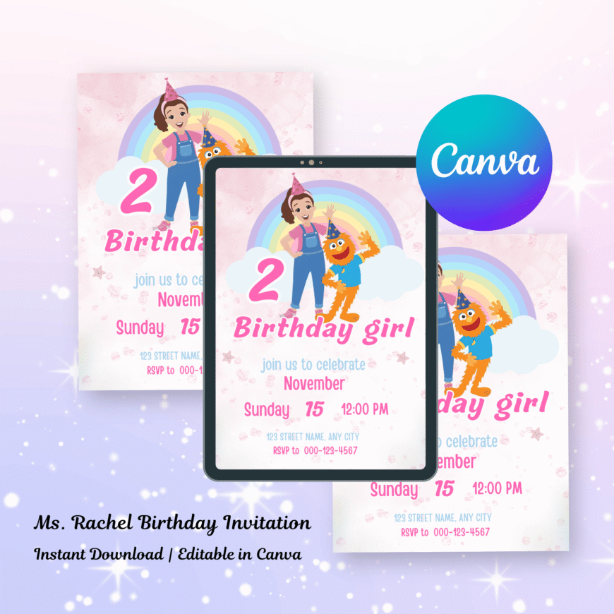 Editable Ms Rachel Birthday Invitation