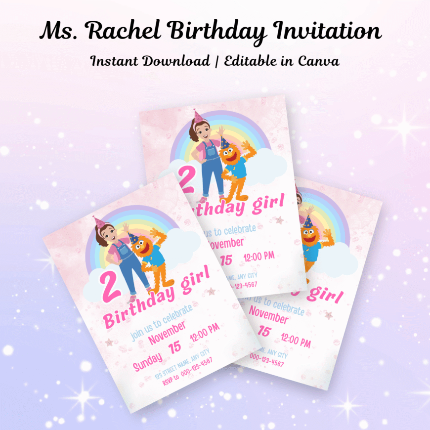 Editable Ms Rachel Birthday Invitation