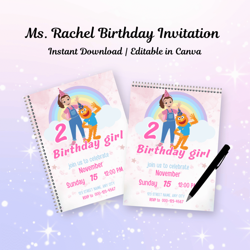 Editable Ms Rachel Birthday Invitation
