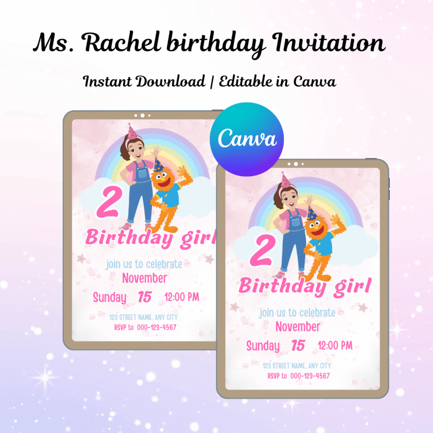Editable Ms Rachel Birthday Invitation