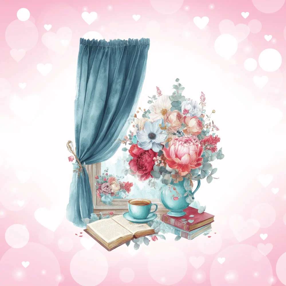 Watercolor floral bouquet PNG clipart with transparent background for Cricut crafts