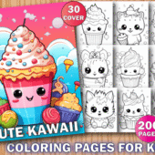 200 Kawaii Coloring Pages for Kids – Cute Printable PDF Bundle