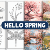 Hello Spring Coloring Pages Printable (25 Designs) – Easy & Instant PDF Download