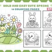 Cute Spring Coloring Pages – Easy Printable Set for Kids & Relaxing Fun