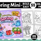 🌸 Spring Coloring Pages Bundle – 55 Bold & Easy Printable Designs (SVG, PNG, PDF)