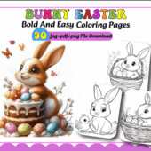 Easy Bunny Easter Coloring Pages Printable PDF (Bold & Cute Designs)