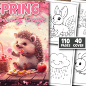 Cute Spring Coloring Pages Bundle – 110 Printable Coloring Sheets + 40 Covers | Kids & Adults PDF